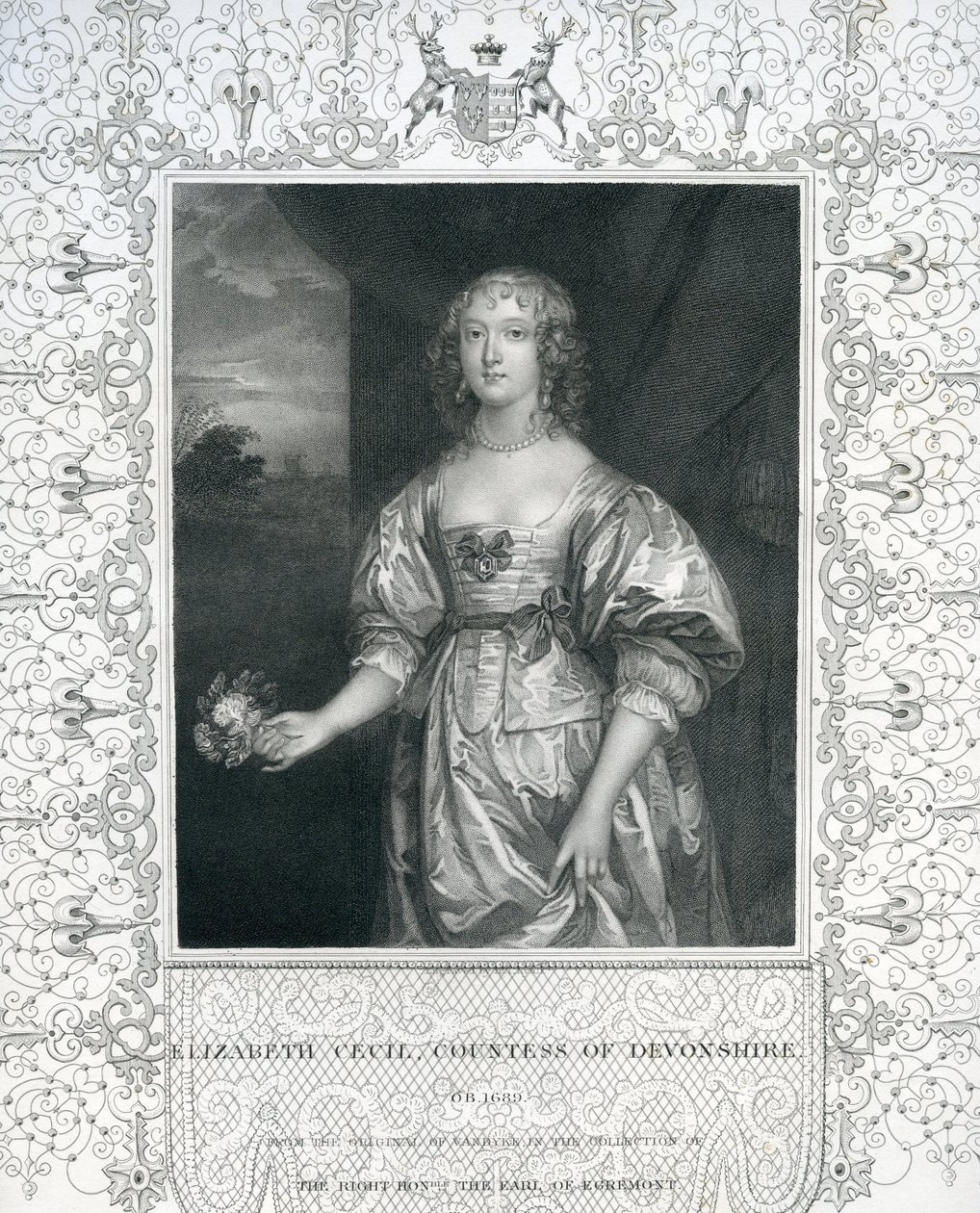 Elizabeth Cavendish, grevinna av Devonshire, mitten av 1600-talet av Anthony van Dyck