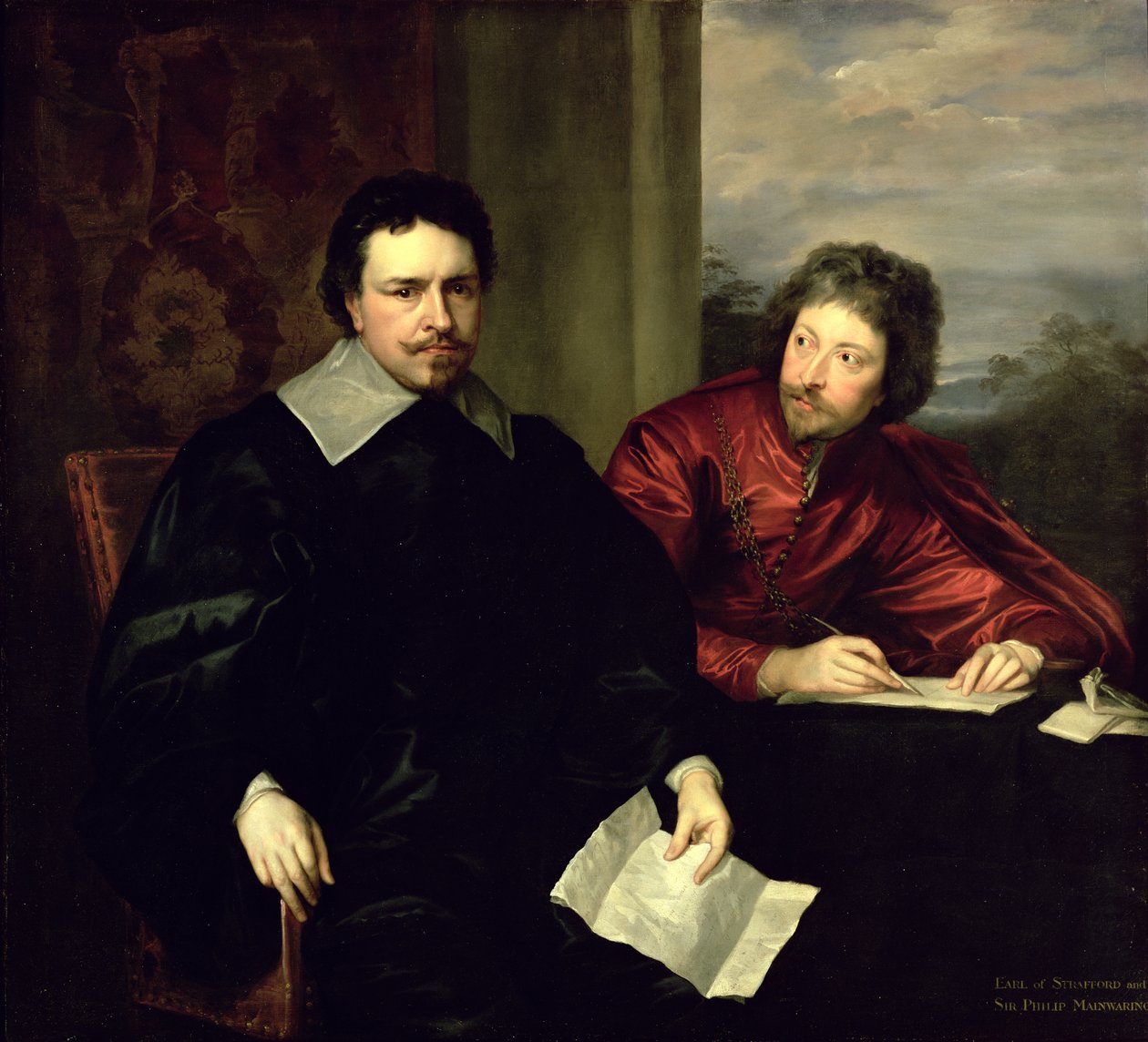 Porträtt av Thomas Wentworth, Earl of Strafford (1593-1641) och hans sekreterare, Sir Philip Mainwaring (1589-1661) ca 1634 av Anthony van Dyck