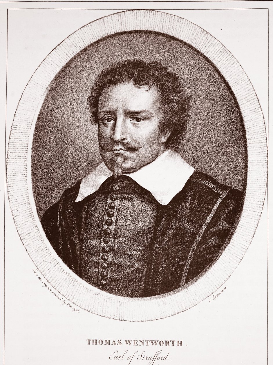 Thomas Wentworth, Earl of Strafford, tillskriven C. Fauconnier, graverad av de Langlume av Anthony van Dyck