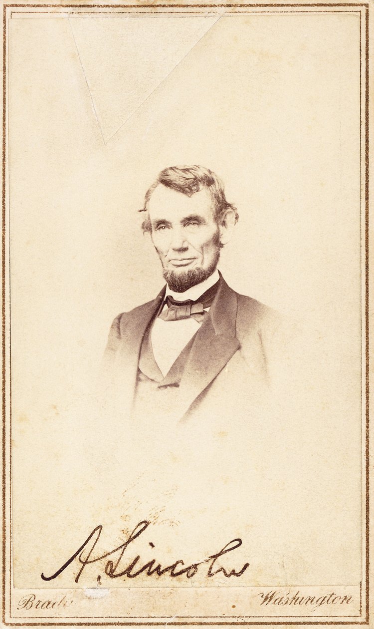 Abraham Lincoln, signerad carte-de-visite, 1864 av Anthony Berger