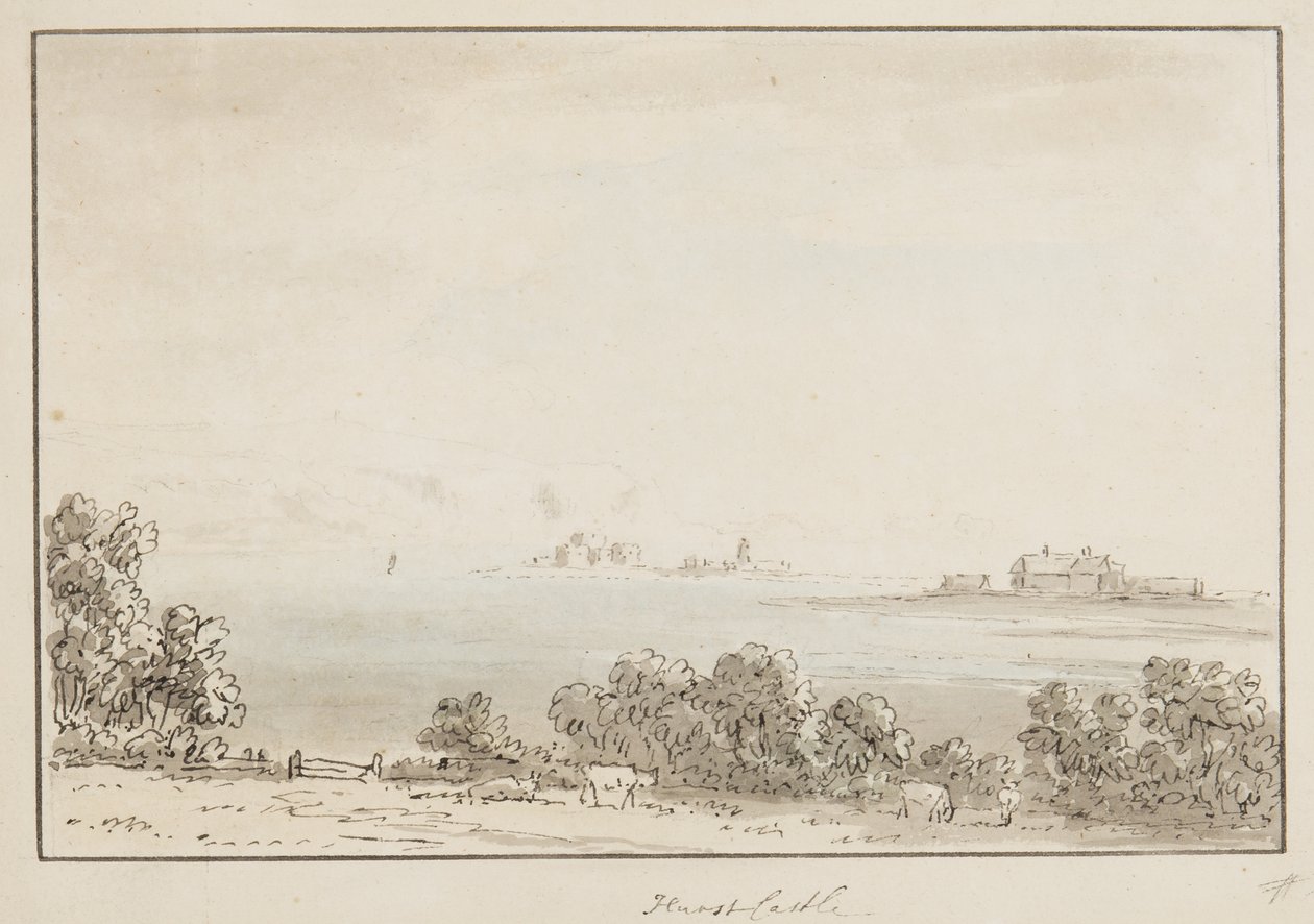 Hurst Castle (bläck & wc på papper) av Anthony Devis