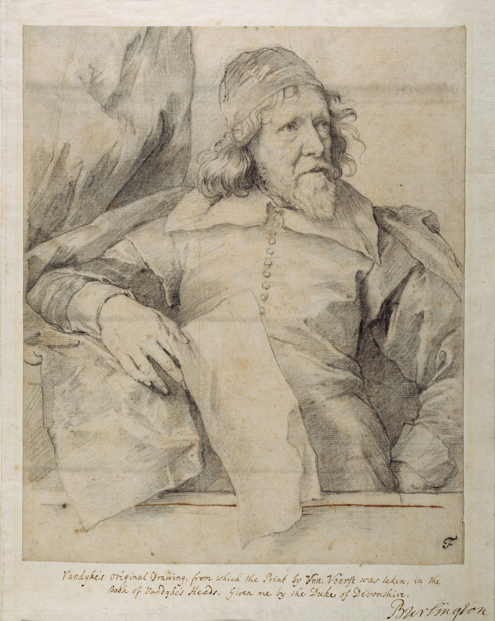 Inigo Jones (svart krita på papper) av Anthony van Dyck