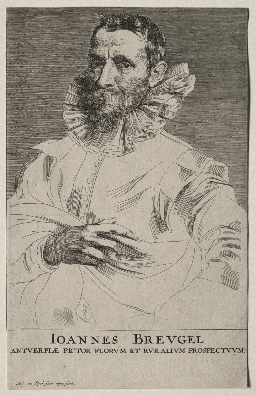 Porträtt av Jan Brueghel. av Anthony van Dyck
