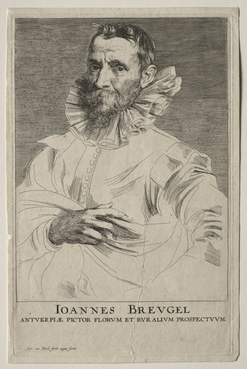 Porträtt av Jan Brueghel. av Anthony van Dyck