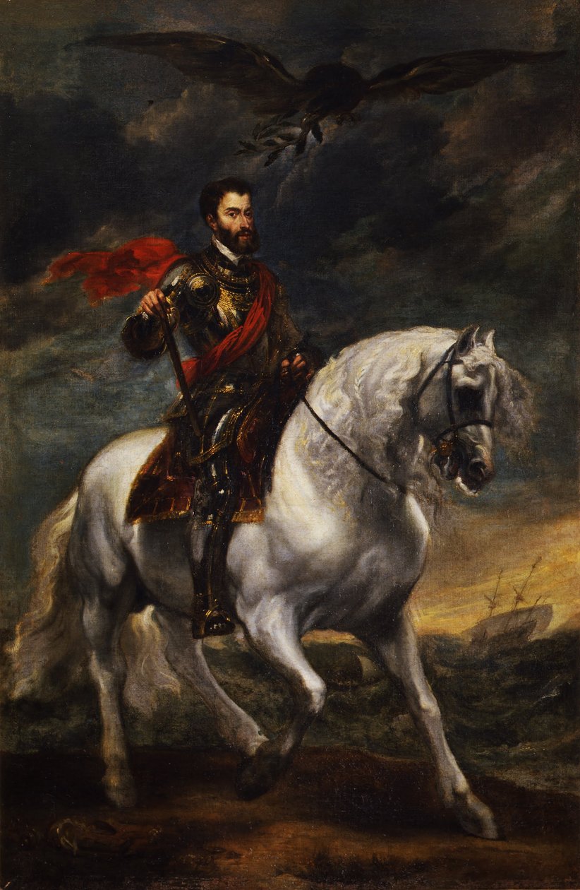 Ridsporträtt av kejsar Karl V av Anthony van Dyck