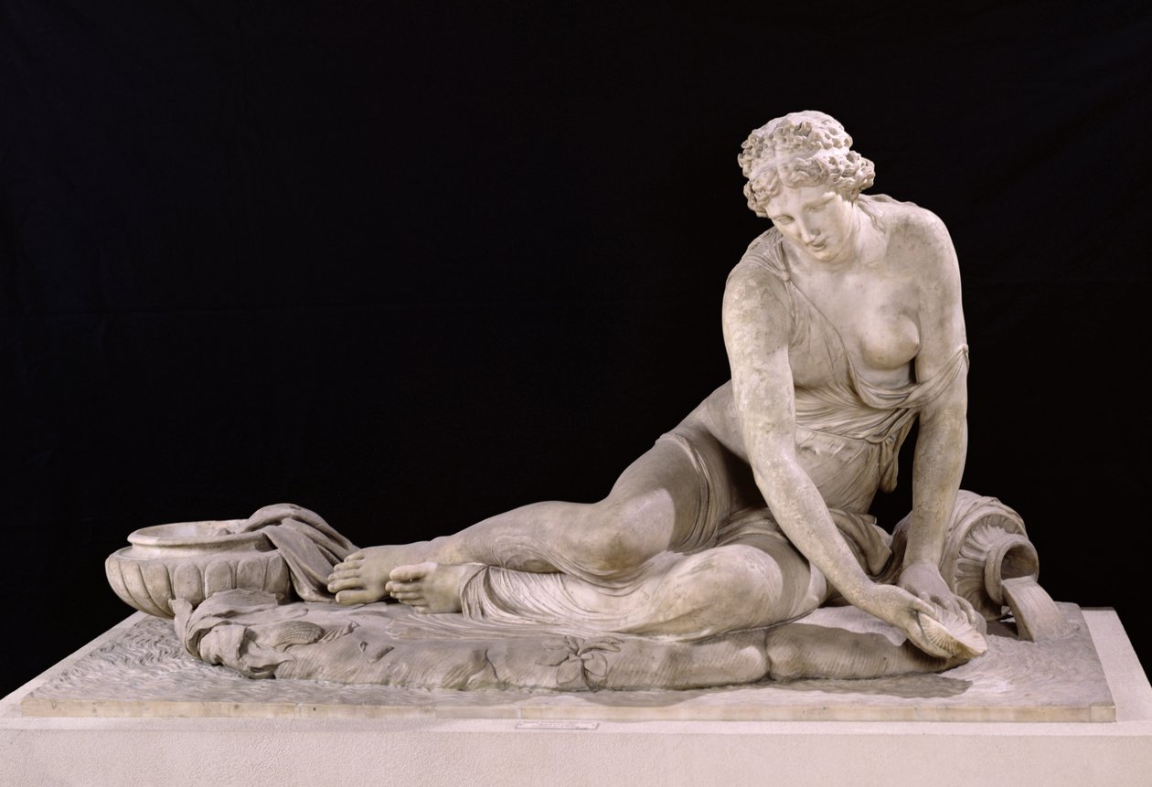 Nymf med ett skal, 1683-85 (marmor) av Antoine Coysevox