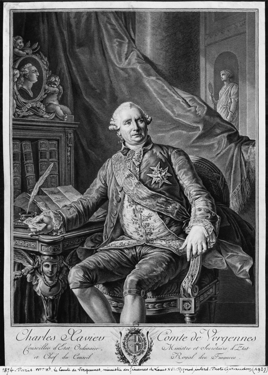 Charles Gravier, greve av Vergennes, graverad av Vicenzio Vangelisti (1738-98) c.1774 av Antoine François Callet