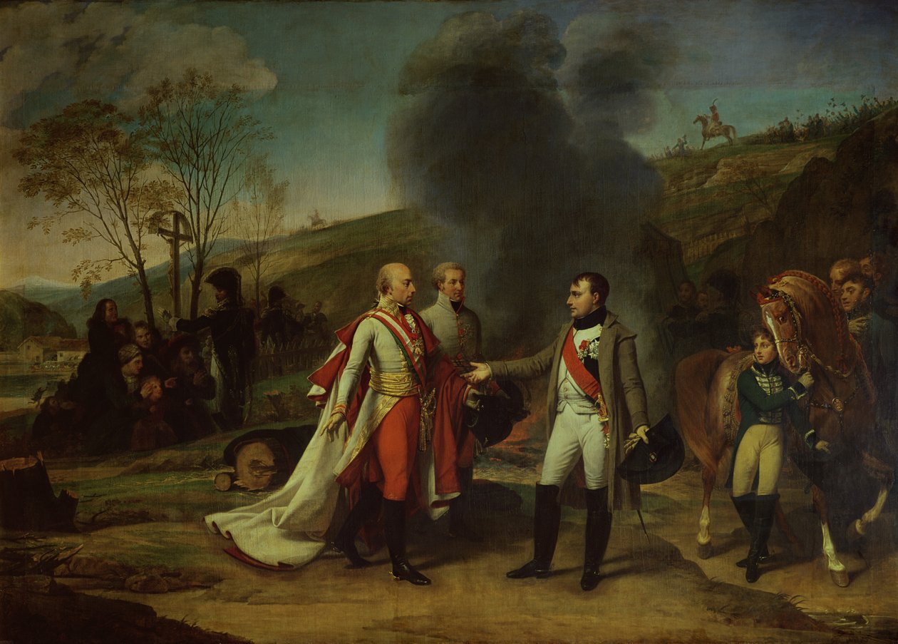 Möte mellan Napoleon I (1769-1821) och Francis II (1768-1835) efter slaget vid Austerlitz, 4 december 1805 av Antoine Jean Gros