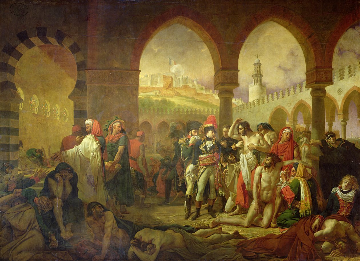 Napoleon Bonaparte (1769-1821) besökte pesten i Jaffa, 11 mars 1799, 1804 av Antoine Jean Gros