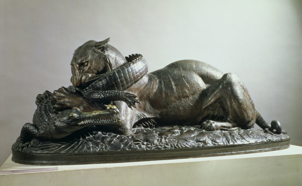 Tiger som slukar en alligator, 1832 (brons) av Antoine Louis Barye