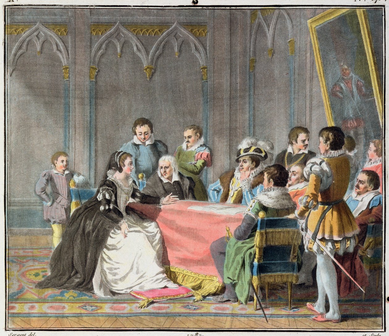 Marguerite de Valois (1553-1615) framför den spanska inkvisitionen, 1787 av Antoine Louis Francois Sergent Marceau