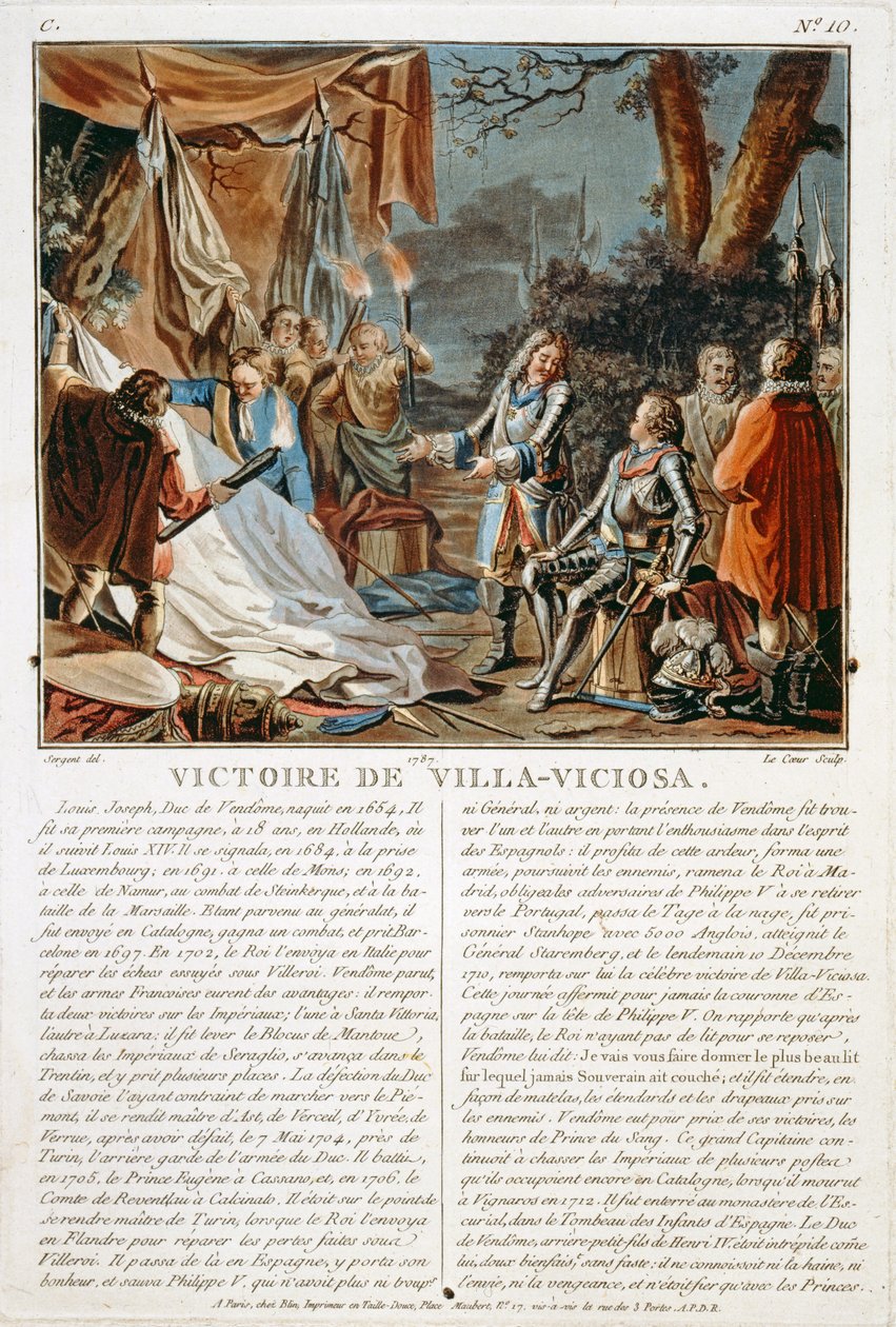 Villa-Viciosas seger, 1710, graverad av Louis Le Coeur (fl.1780-1800), 1787 av Antoine Louis Francois Sergent Marceau