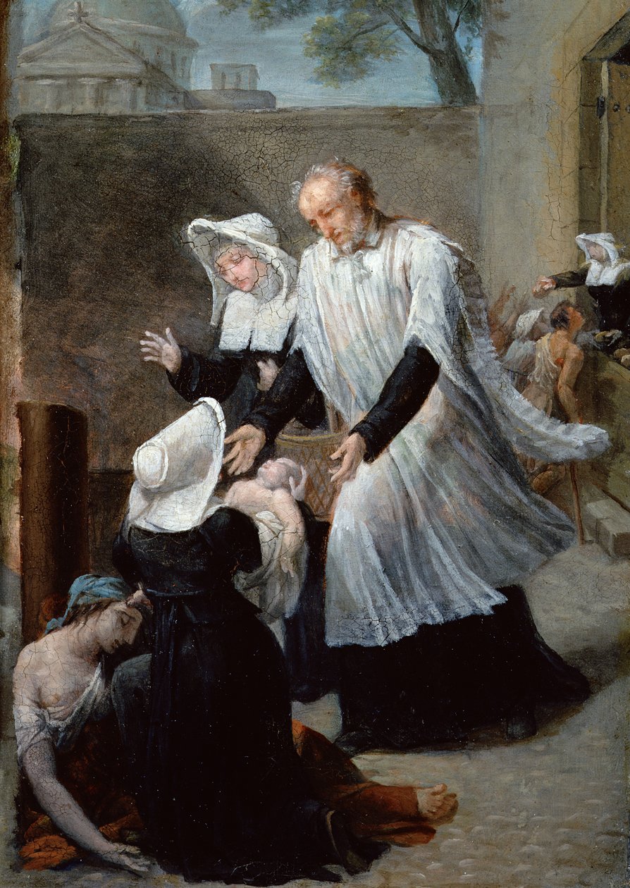 St. Vincent de Paul hjälper de pestdrabbade av Antoine Ansiaux