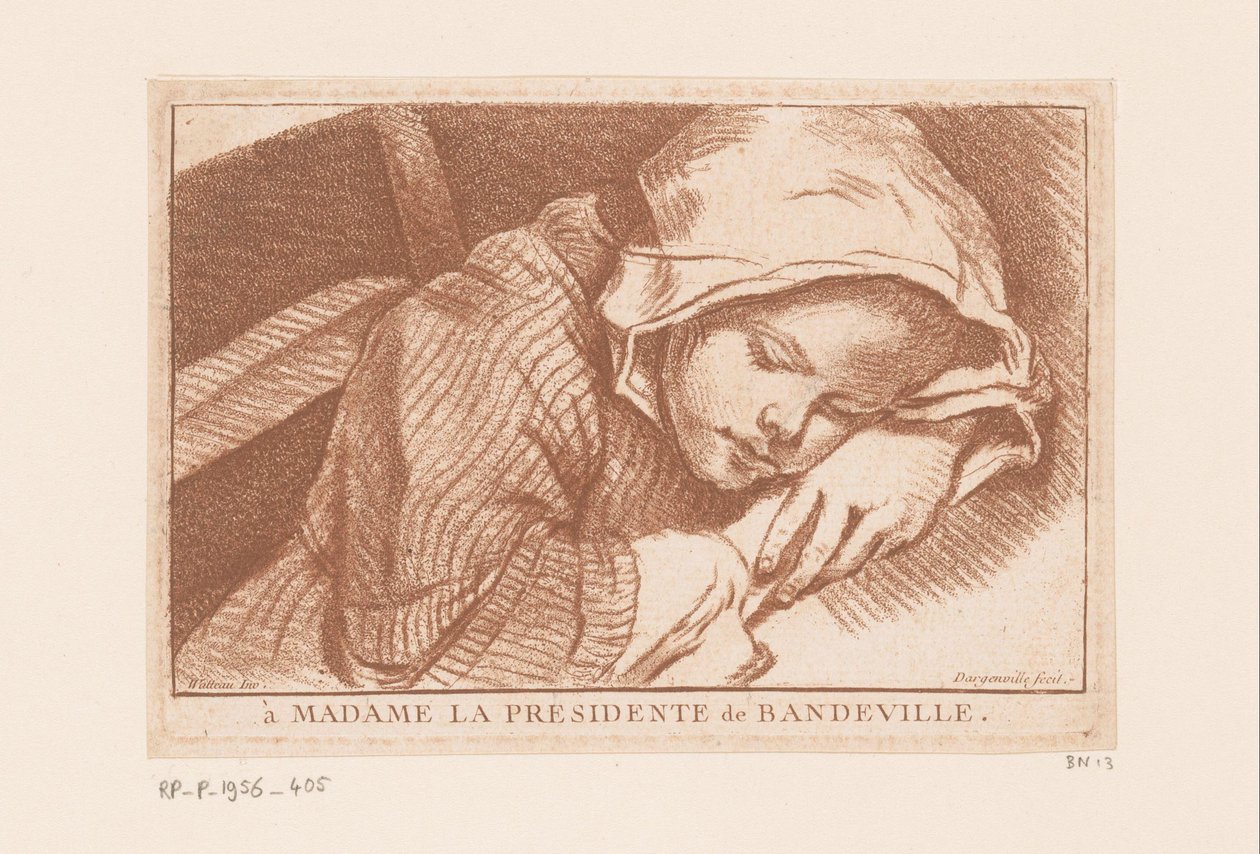 sovande tjej av Antoine Joseph Dezallier d