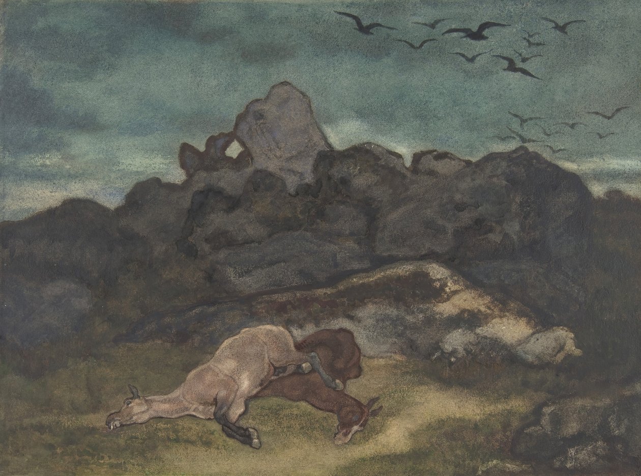 Döda hästar, 1810-75. av Antoine Louis Barye