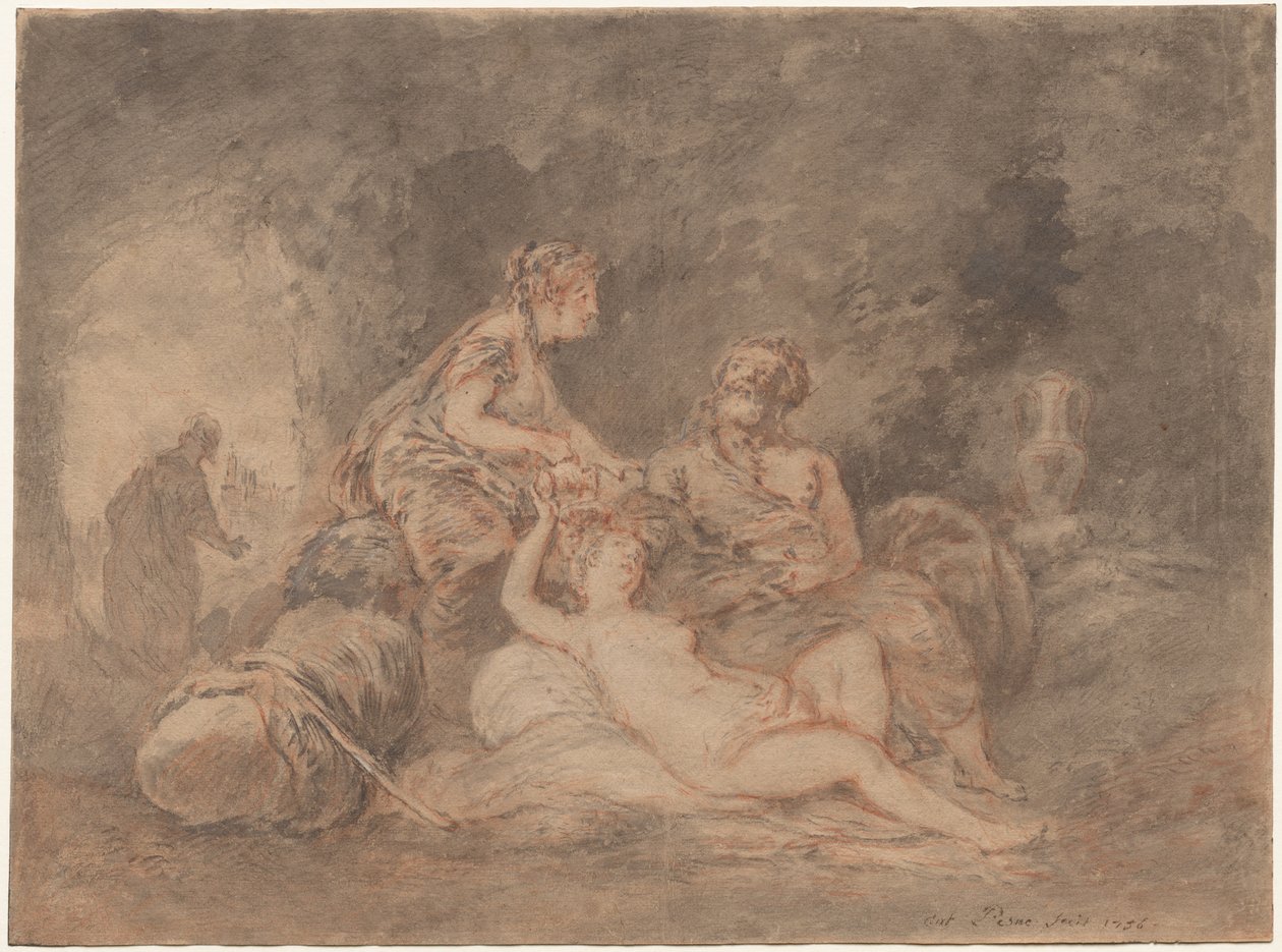 Lot och hans döttrar, 1756. av Antoine Pesne