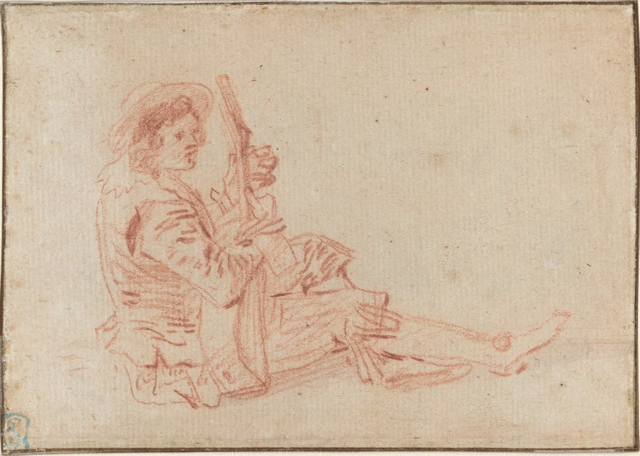 Sittande gitarrist [recto] av Antoine Watteau