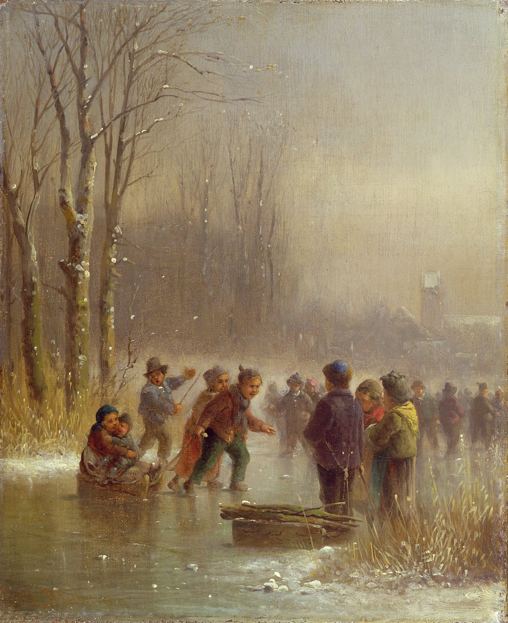 Barnskridskoåkning, 1800-talet av Anton Doll
