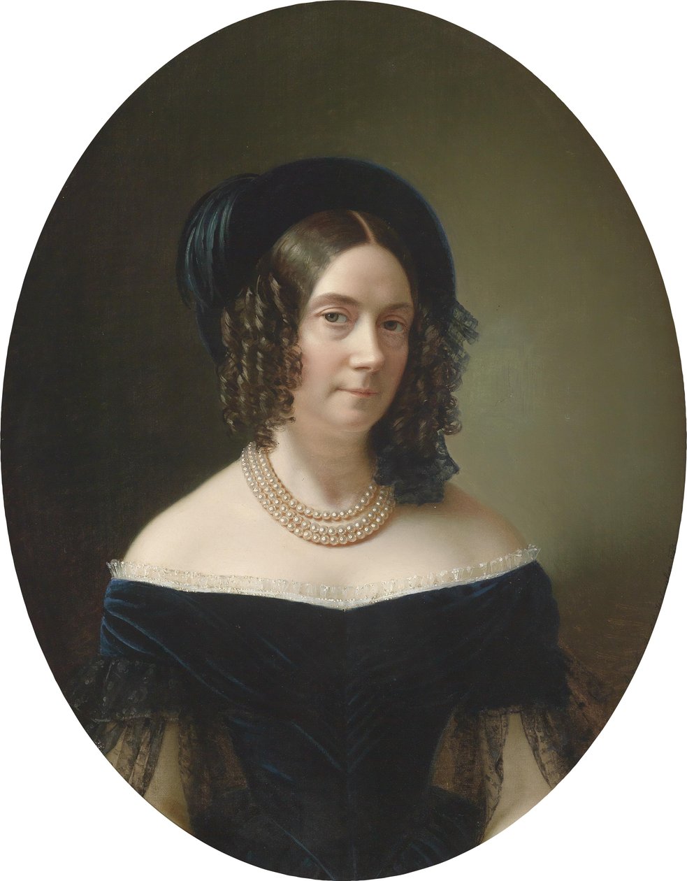 Bildnis einer Dame in blauem Kleid av Anton Einsle