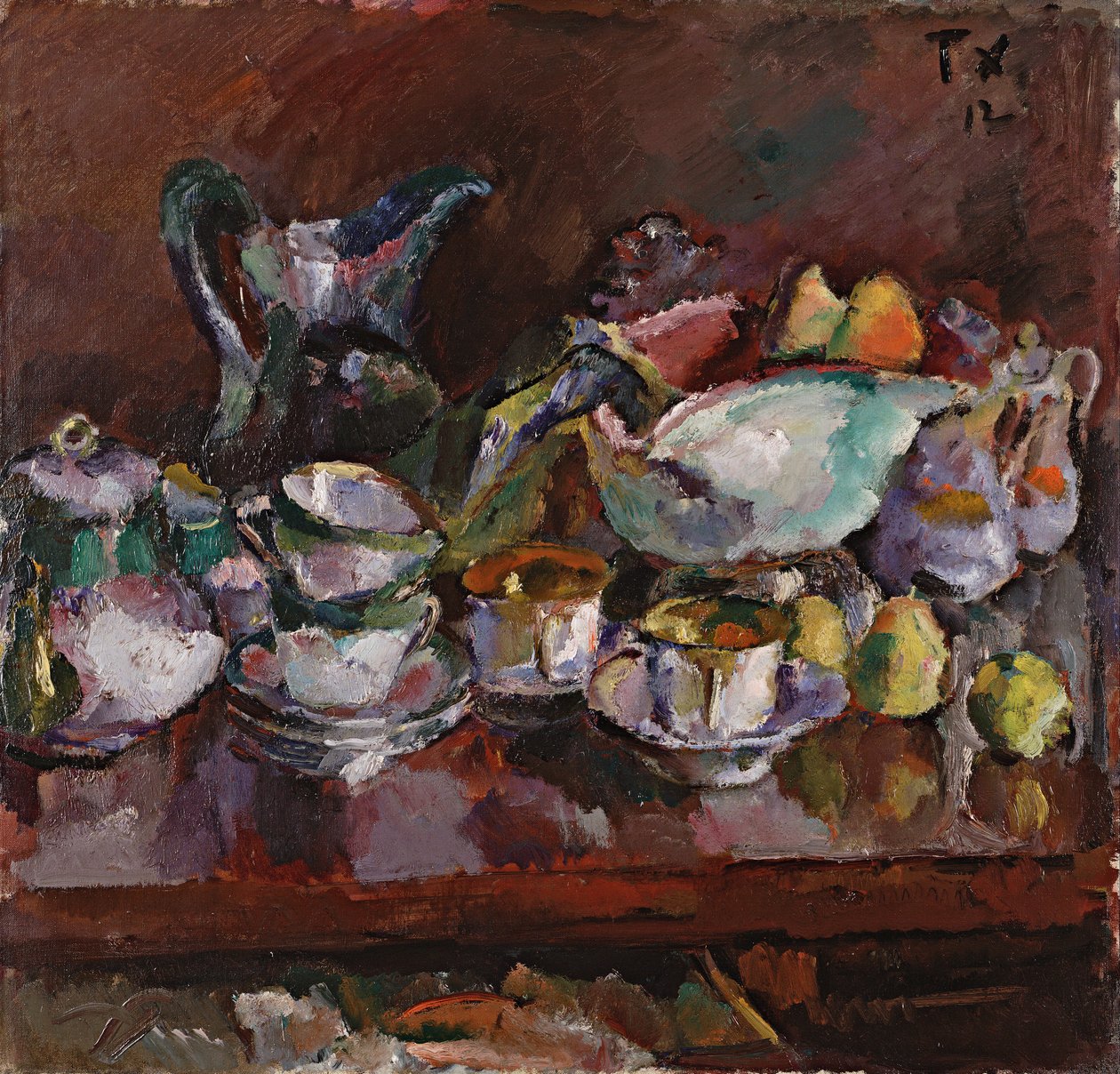Stilleben med kaffekoppar av Anton Faistauer