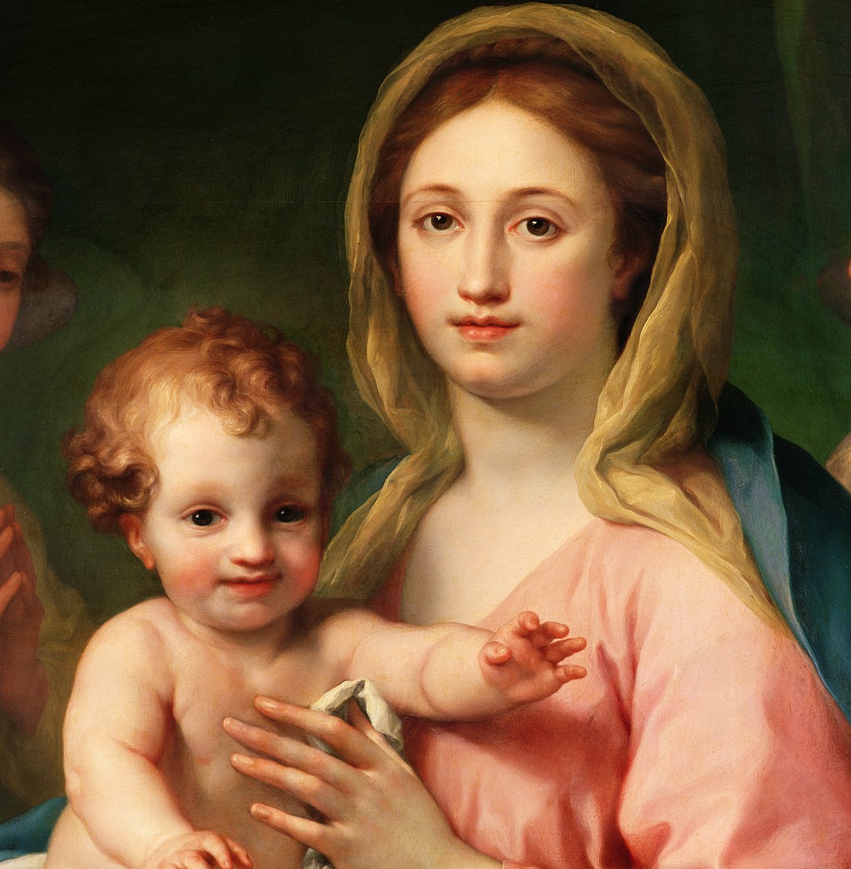 Madonna och barn med två änglar, 1770-73 (detalj av 91576) av Anton Raphael Mengs