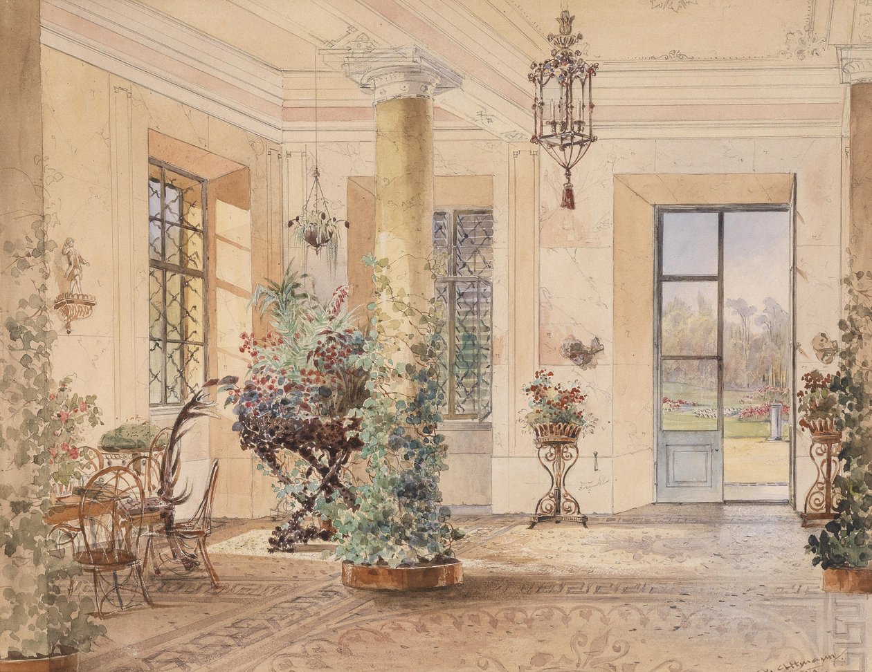 Tyska: Sala Terrena i ett litet slott av Anton Altmann
