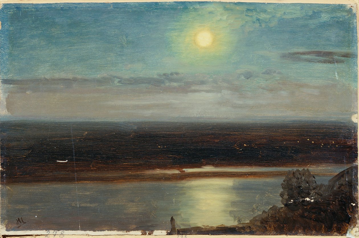Donau med Marchfeld på natten av Anton Hlavacek