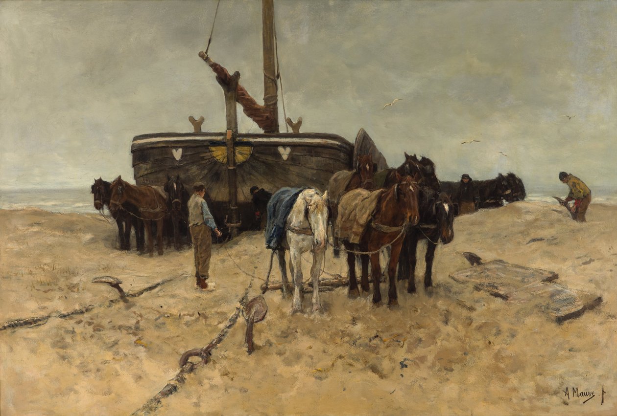 Fiskebåt på stranden av Anton Mauve