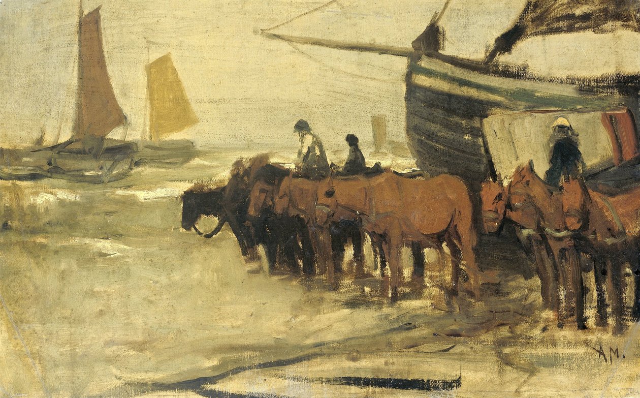 Att sätta en fiskesmå i havet av Anton Mauve
