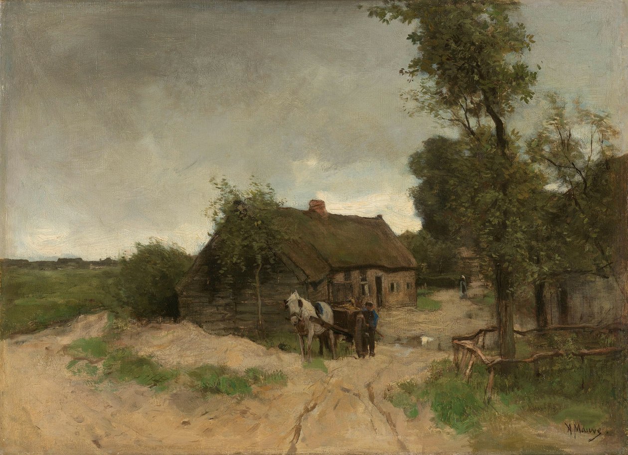 Stuga på grusvägen av Anton Mauve