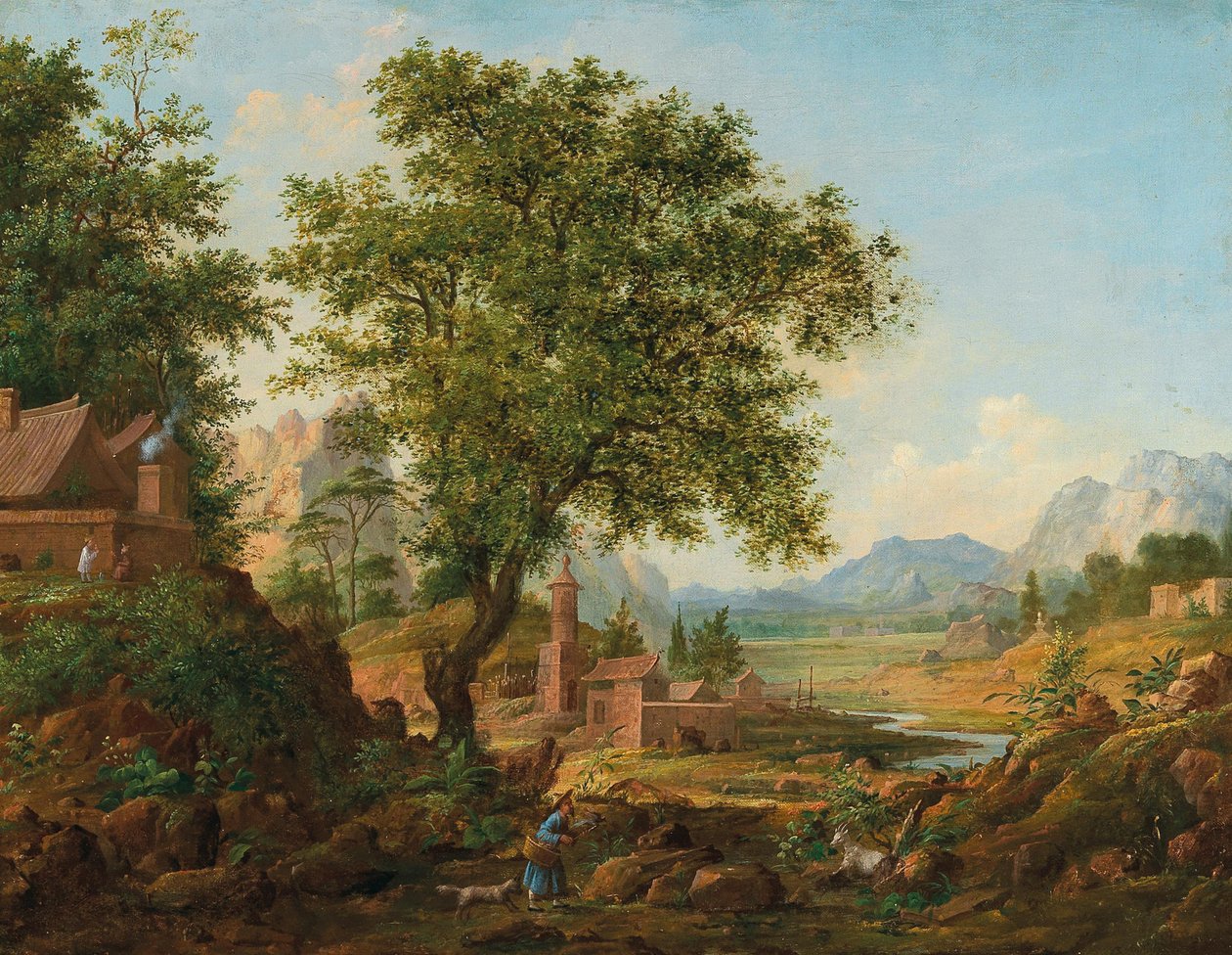 Kinesiskt landskap med staffage, 1830-1840-tal. av Anton Mikhaylovich Legashov