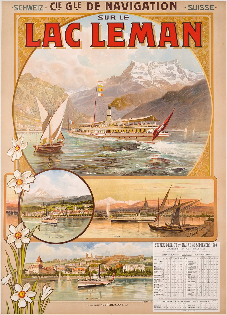 Affischreklam Lac Leman (Genèvesjön), Schweiz av Anton Reckziegel