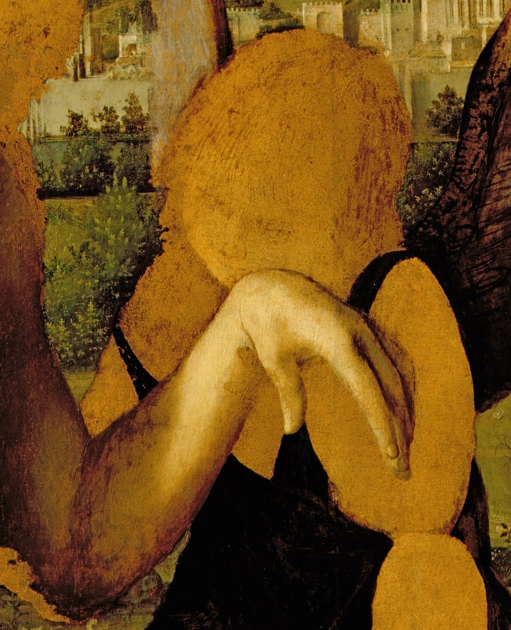 Kristus stödd av tre änglar (detalj av 60385) av Antonello da Messina