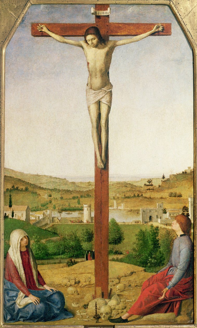 Korsfästelsen, 1475 (olja på trä) av Antonello da Messina