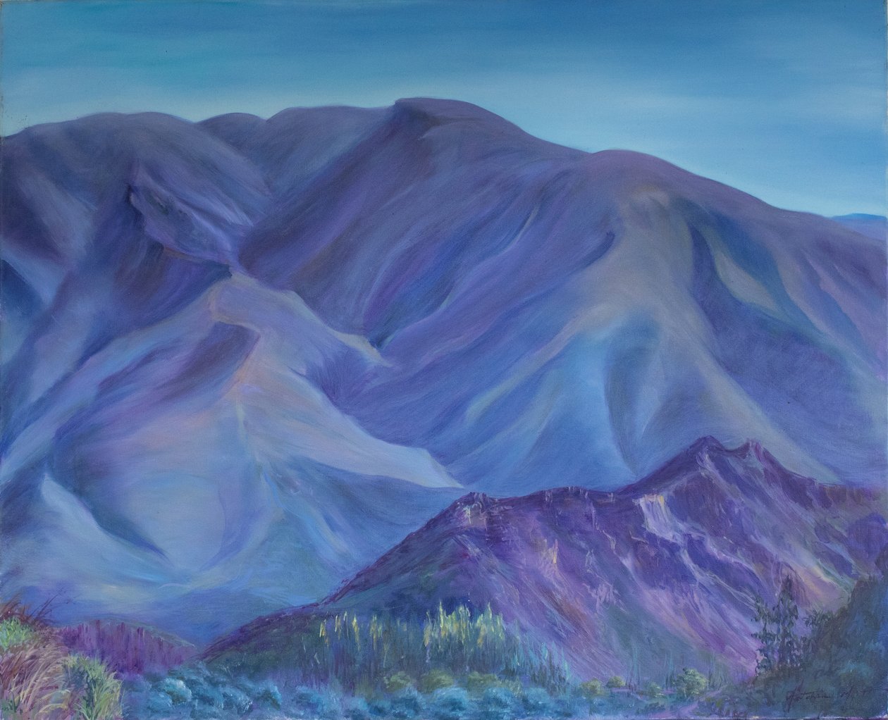 Blue Mountain, Andalusien, 2001 (olja på duk) av Antonia Myatt