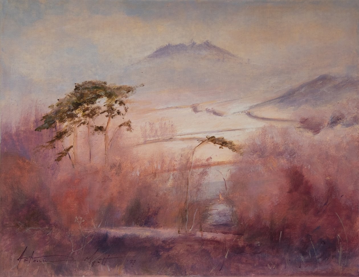 Frozen Valley, Somerset, 2023 (olja på duk) av Antonia Myatt