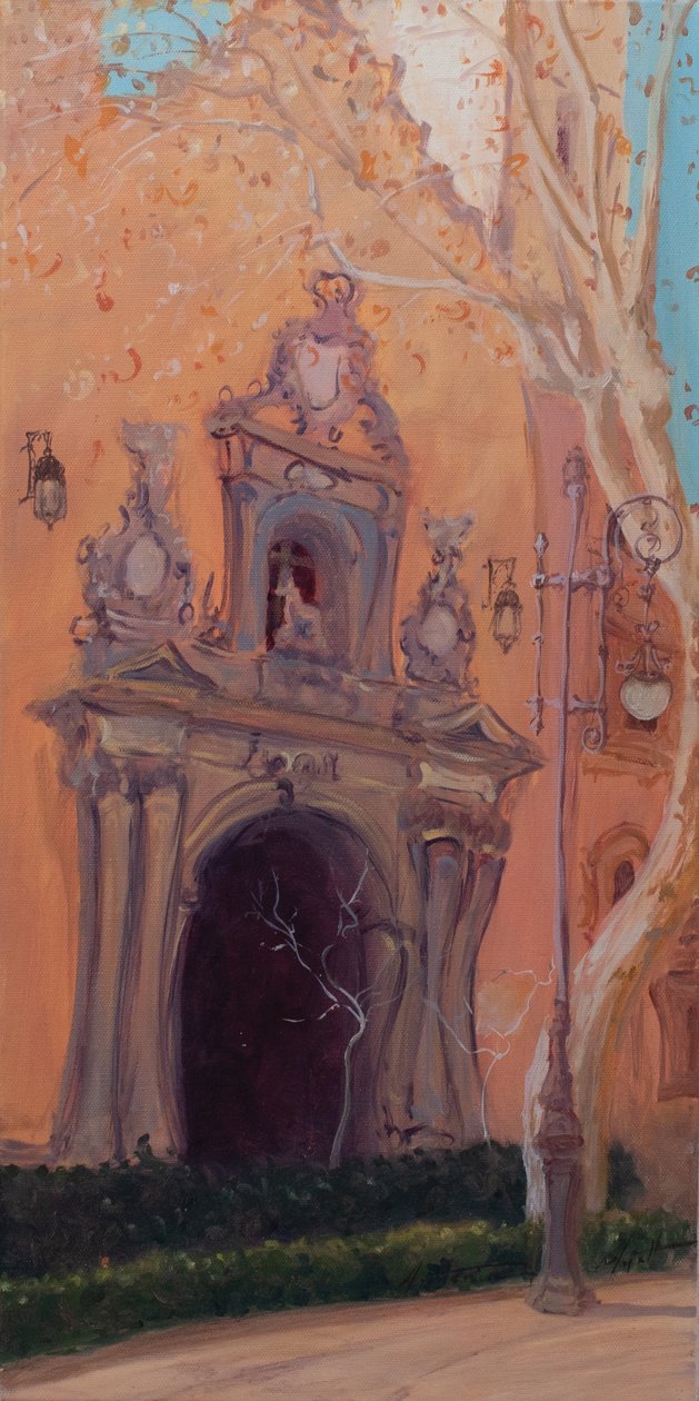 Granada Door, 2016 (olja på duk) av Antonia Myatt