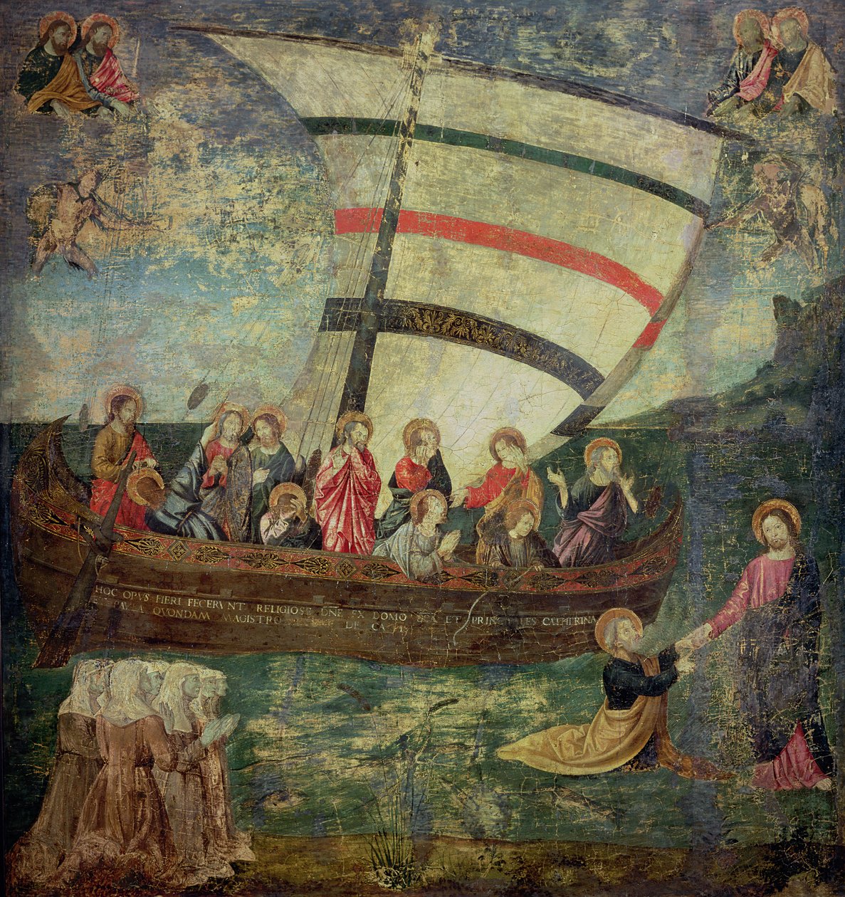 Kristus går på vattnet, efter "Navicella" av Giotto av Antoniazzo Romano