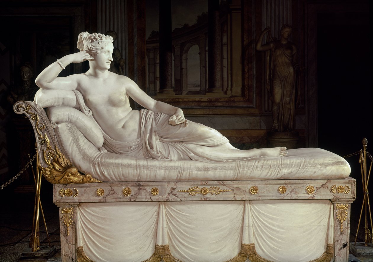 Pauline Bonaparte (1780-1825) som Venus Triumphant, ca 1805-08 (marmor) av Antonio Canova