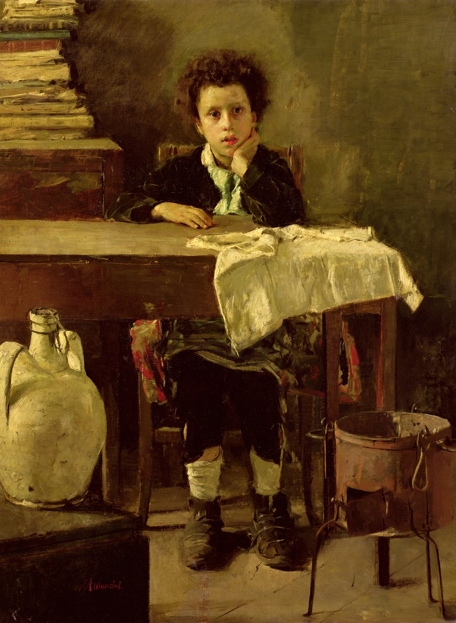 Den lilla skolpojken, eller den fattige skolpojken av Antonio Mancini