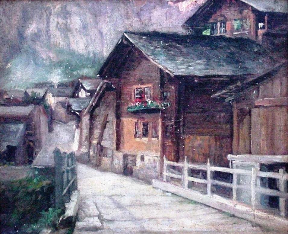 A street in Loeche les Bains av Antonio Parreiras