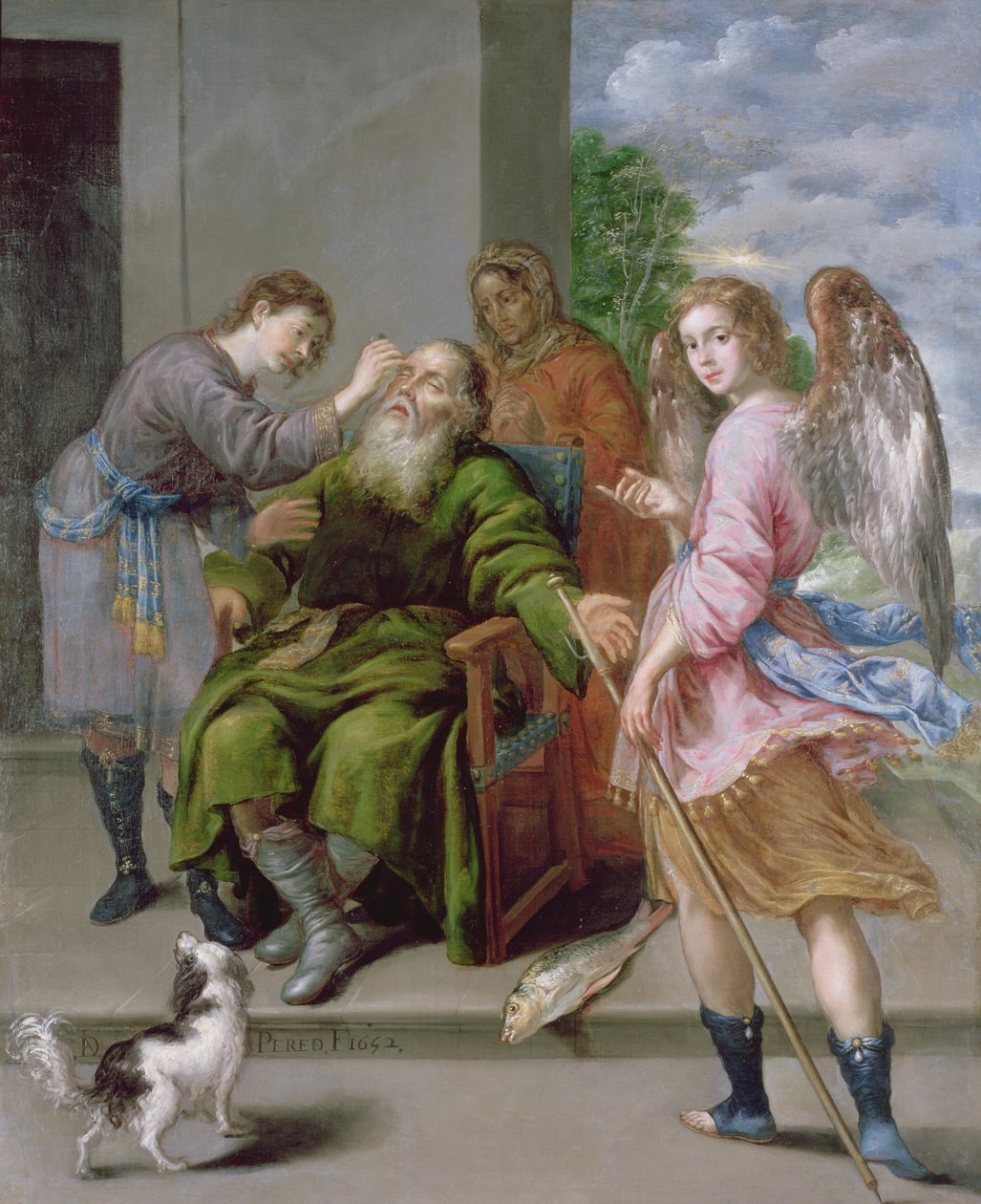 Tobias återställer sin fars syn, 1652 av Antonio Pereda y Salgado