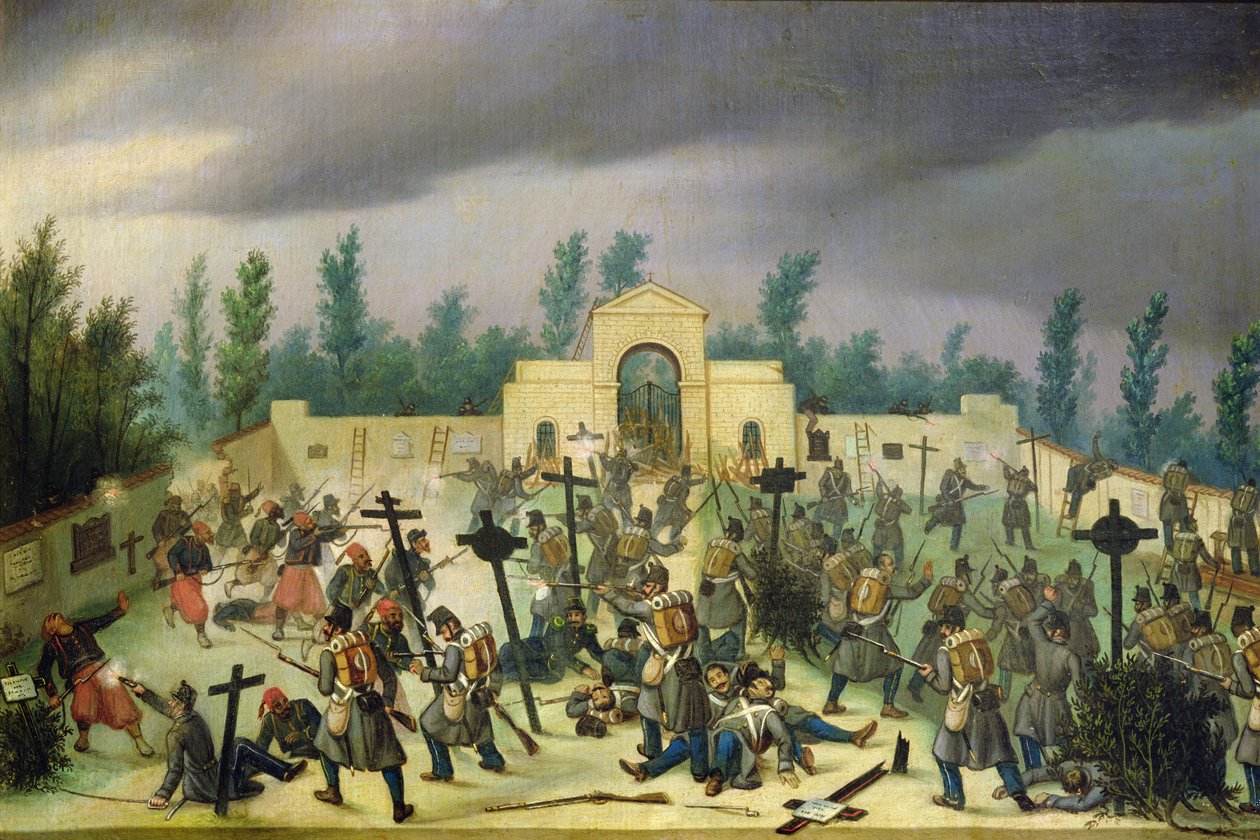 Scen från slaget vid Solferino: Fighting in the Cemetery av Antonio Spandri