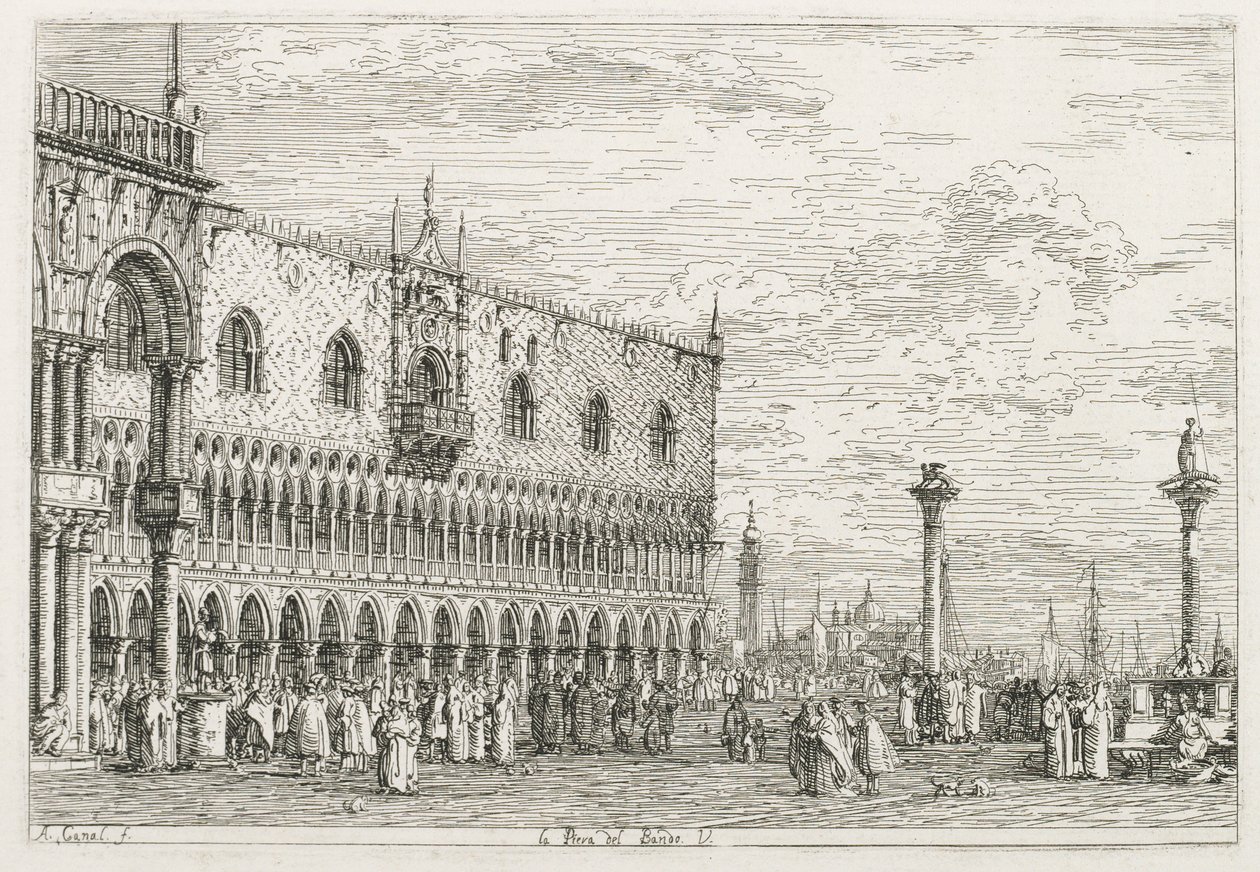 Visningar: Proklamationens sten i Venedig av Antonio Canaletto