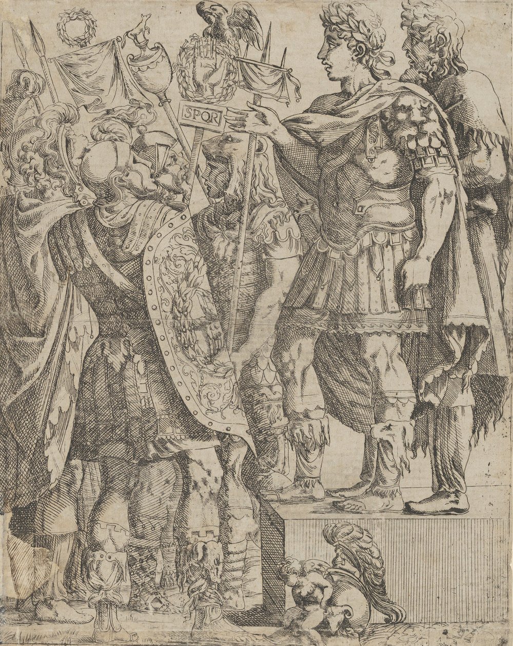 Kejsaren tilltalar sina soldater, ca. 1542-45. av Antonio Fantuzzi