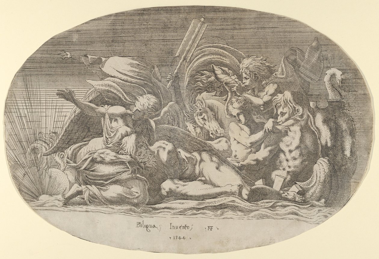 Iris, Neptunus och sömn, 1544. av Antonio Fantuzzi