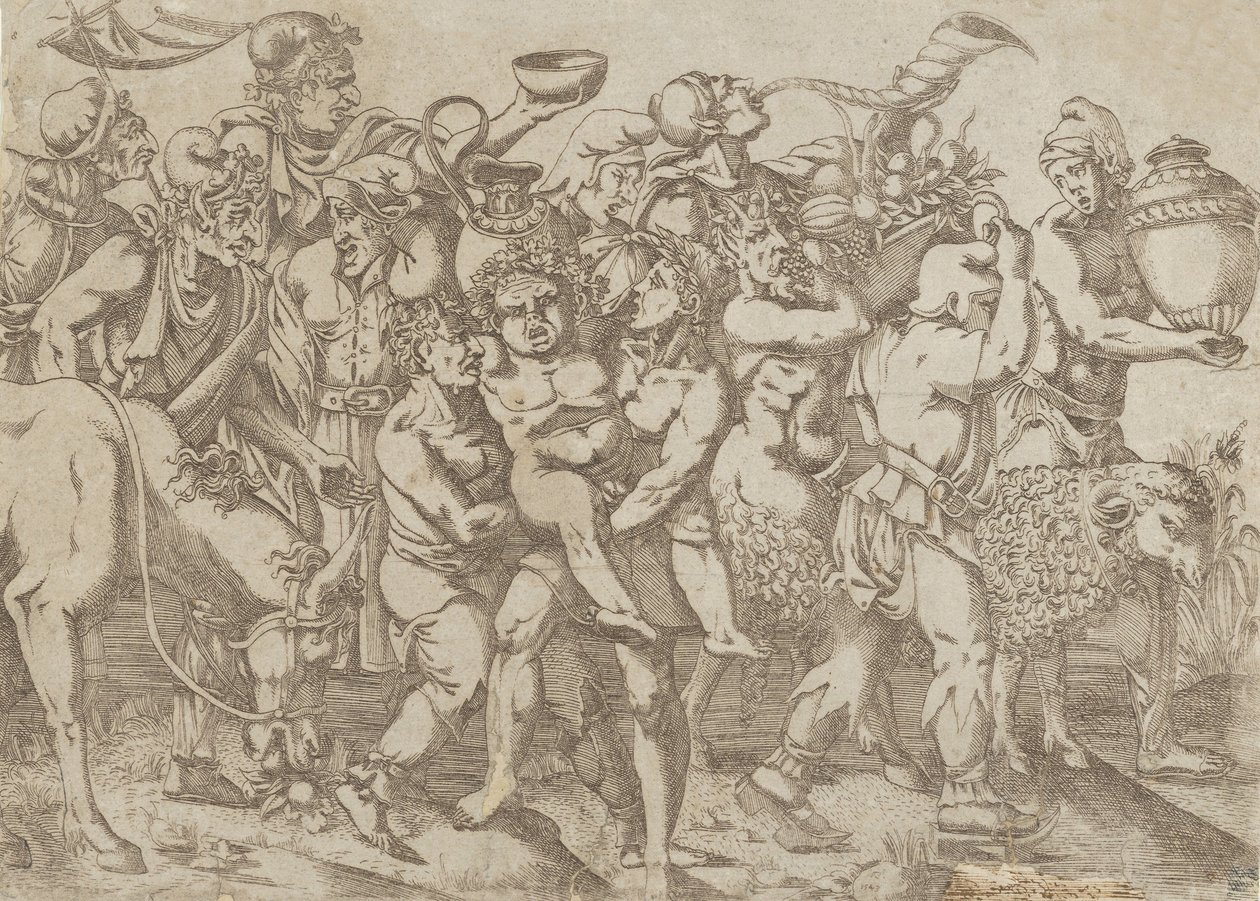 Silenus Carried, 1543. av Antonio Fantuzzi