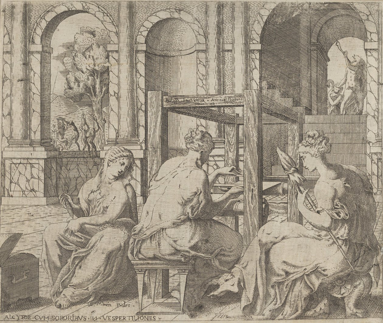 Minyas döttrar, 1545. av Antonio Fantuzzi