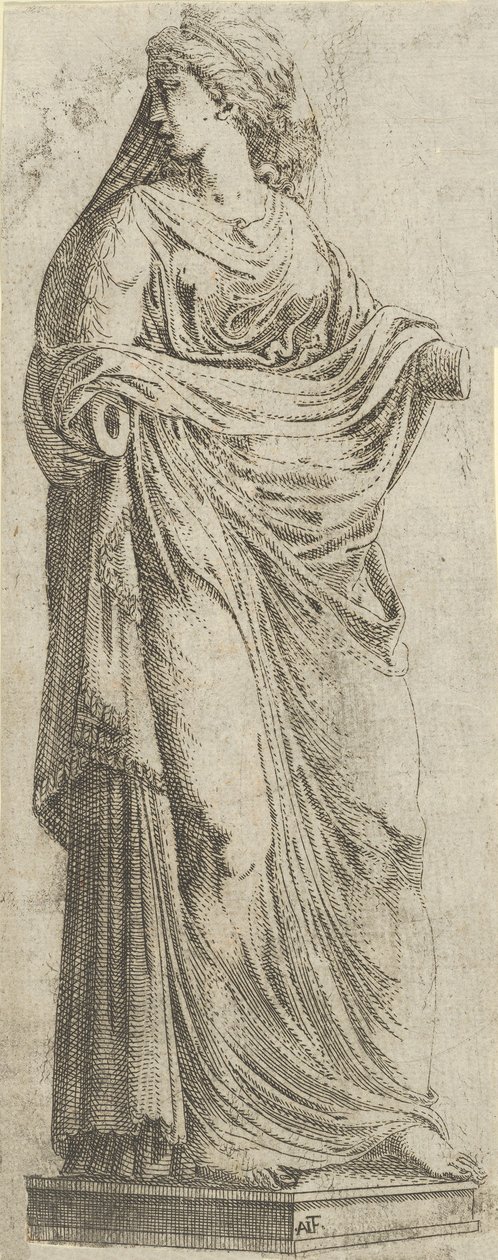 Kvinna vänd till höger, 1540-45. av Antonio Fantuzzi