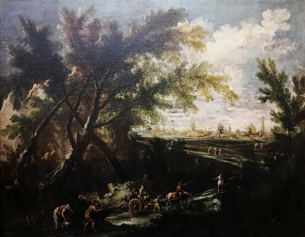 Landskap med vattenbärare. av Antonio Francesco Peruzzini